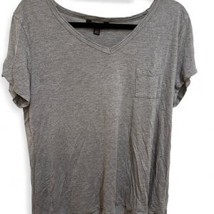 Rock & Republic Vintage Y2K Women's Grey Sparkle V-Neck Pocket Casual T-shirt
